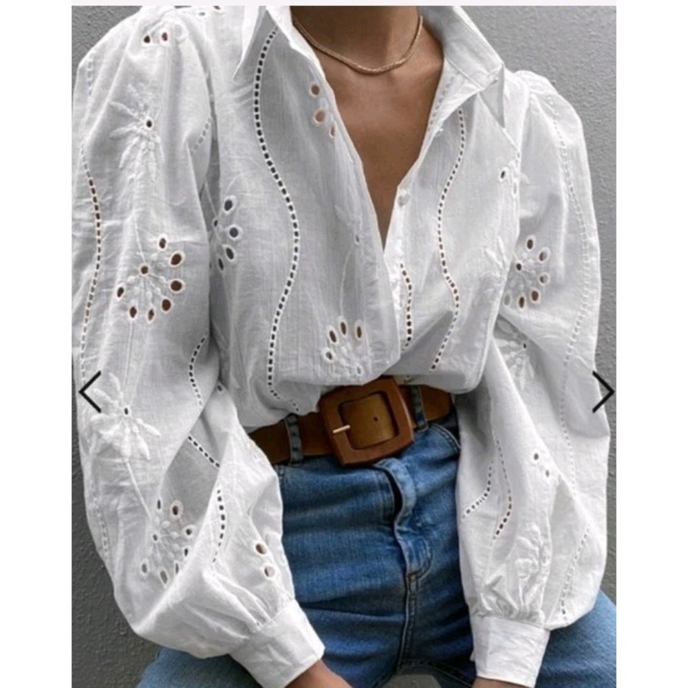 NWT Seven Wonders Black Cotton Eyelet 'Knowles' Blouse SZ 12